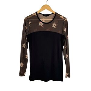 Anatomie sheer floral sleeve whimsigoth knit top witchy Y2K 90s sz M